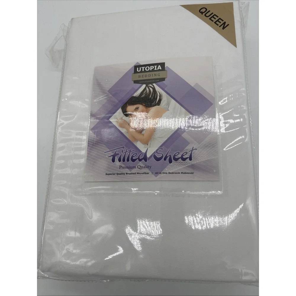 Utopia Bedding Brushed Microfiber Fitted Sheet,Size Queen, Brand New Sealed‎